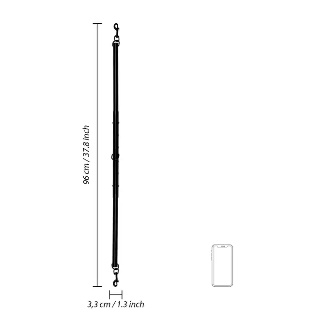 Ouch! - Adjustable Spreader Bar. Czarny regulowany drążek rozporowy z karabińczykami do akcesoriów. 