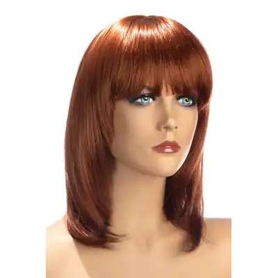 World Wigs - Salome ruda peruka. Średniej długości proste włosy z grzywką.
