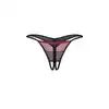Obsessive - Parisel Crotchless Thong L/XL - Zmysłowe stringi typu crotchless, które łączą głęboki bordowy kolor z kontrastującymi czarnymi detalami.