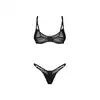 Obsessive - Rolleya 2-Pcs Set L/XL - 2-częściowy komplet z imitacją latexu i prześwitującymi elementami. Konstrukcja z fiszbinami efektywnie podkreślająca biust.
