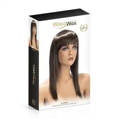 World Wigs - Allison kasztanowa peruka. Długie proste włosy z grzywką. 