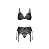 Obsessive - Deina More 3 Pcs Set L/XL - Zestaw 3-częściowy łączący koronkę z półtransparentną siateczką. Klasyczne wydanie w nowej odsłonie.