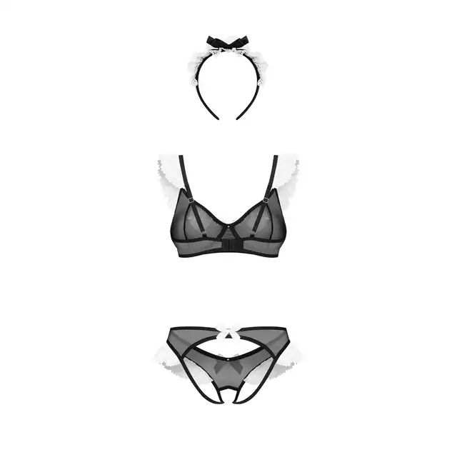 Obsessive – Naughty Maid L/XL. Trzyczęściowy kostium francuskiej pokojówki - niezwykle odważny i zmysłowy
