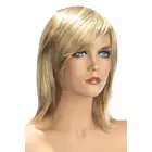 World Wigs - Zoe blond peruka z pasemkami. Średniej długości proste włosy z grzywką.