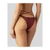Obsessive - Parisel Mini Panties S/M - Figi podkreślające atuty. Głęboki burgund, transparentny mesh i paseczki, które efektownie podkreślają biodra.