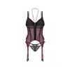 Obsessive - Parisel Corset L/XL - Wyjątkowy czarno-bordowy gorset o dopasowanym fasonie. Model z fiszbinami.