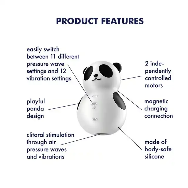 Satisfyer - Pocket Panda USB. Uroczy stymulator łechtaczki incognito w kształcie pandy. Technologia air pulse i wibracje 