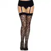 Leg Avenue - Heart Net Thigh Highs. Czarne pończochy z uroczym motywem serduszek. 