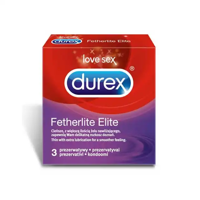 Durex - Featherlite Elite 3 szt. Cienkie prezerwatywy z większym nawilżeniem. Bestseller.