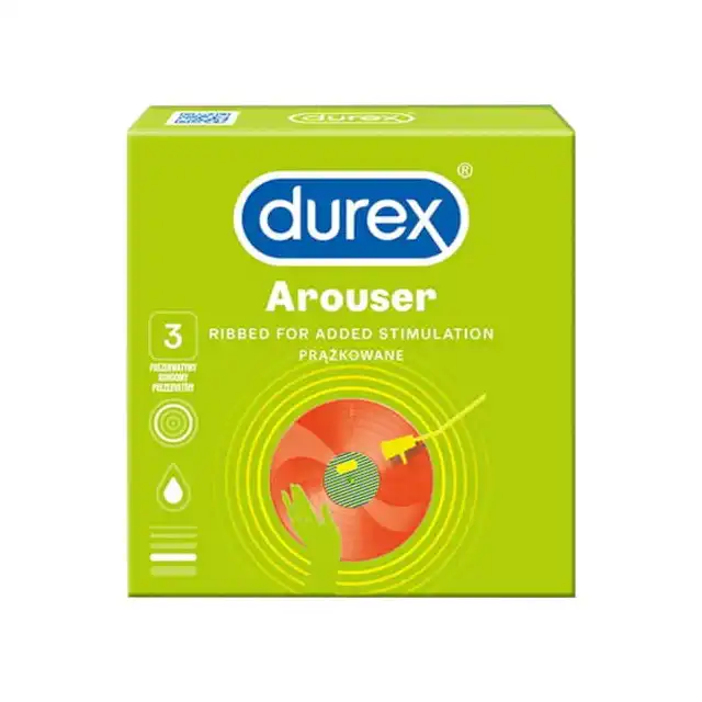 Durex - Arouser. Prezerwatywy stymulujące prążkowane. 3 sztuki.