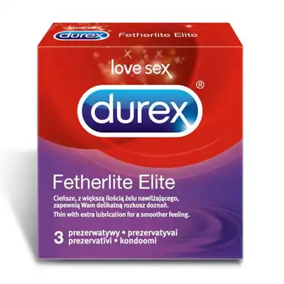 Durex - Featherlite Elite 3 szt. Cienkie prezerwatywy z większym nawilżeniem. Bestseller.