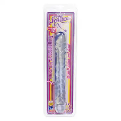Doc Johnson - Crystal Jellies. Dwustronne transparentne dildo o teksturowanej powierzchni. 30 cm długości oraz 3,5 cm średnicy
