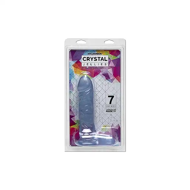 Doc Johnson - Crystal Jellies Cock Clear 8IN - dildo o realistycznym kształcie. Transparentne 
