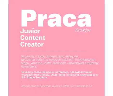 Praca Sexshop.com.pl - Junior Content Creator. Lubisz e-commerce?, potrafisz tworzyć fajne treści?...