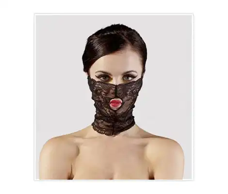 [FETYSZ/BDSM] - Koronkowa maska z otworem na usta Bad Kitty V2.